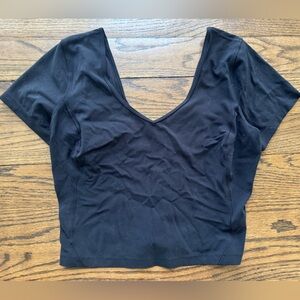Lululemon Black Fitted Short Sleeve Run Training Top Size 10